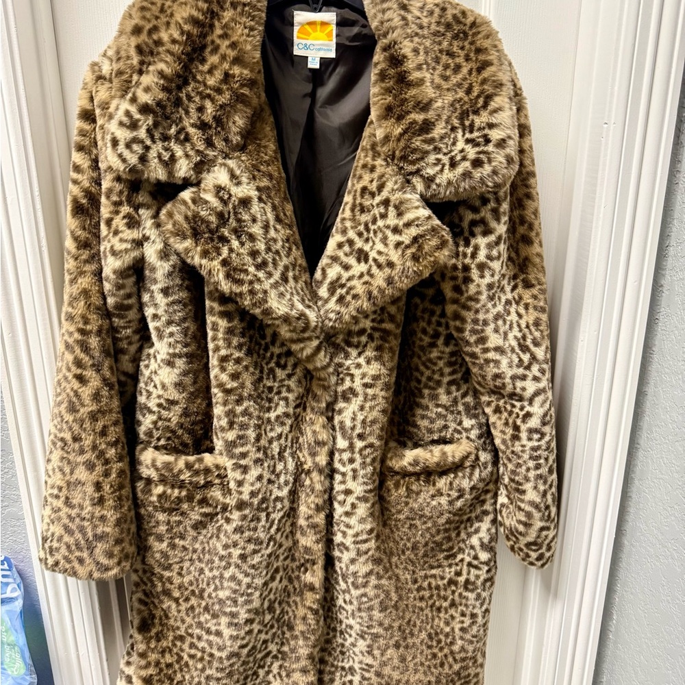 C&C California Leopard Print Teddy Jacket